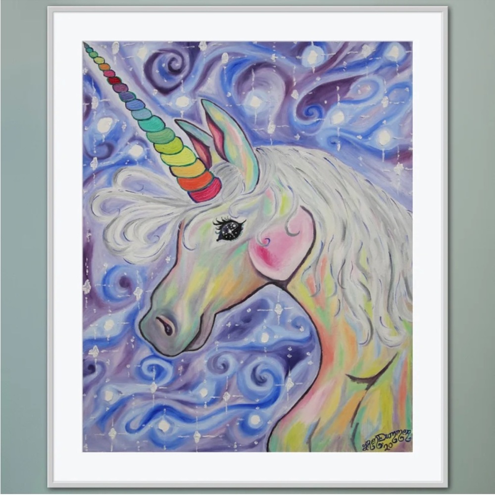 Dreamcatcher Unicorn Fine Art Print Reproduction Oil Painting Whimsical Fantasy